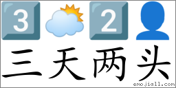 Emoji: 3️⃣ 🌥 2️⃣ 👤 , Text: 三天两头