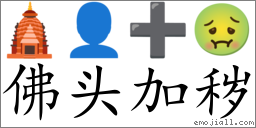 Emoji: 🛕 👤 ➕ 🤢 , Text: 佛头加秽