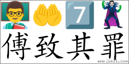 Emoji: 👨‍🏫 🤲 7️⃣ 🦹 , Text: 傅致其罪