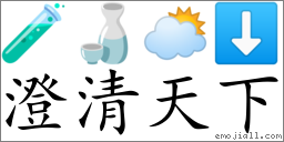 Emoji: 🧪 🍶 🌥 ⬇ , Text: 澄清天下