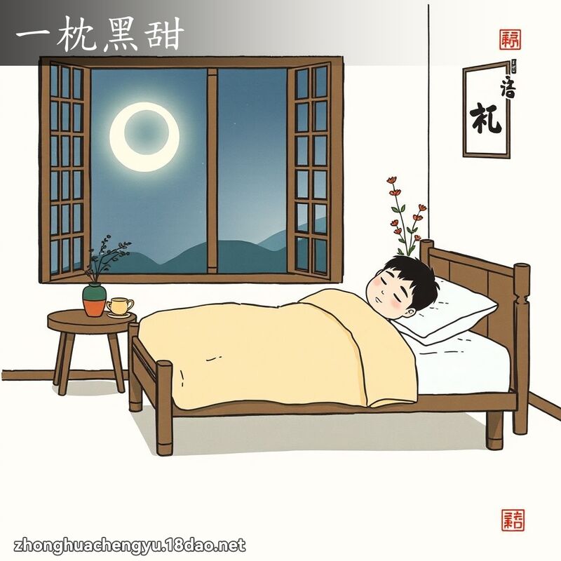一枕黑甜 - 中华成语配图