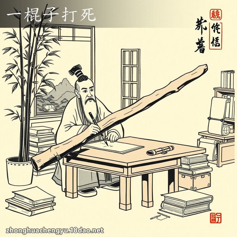 一棍子打死 - 中华成语配图
