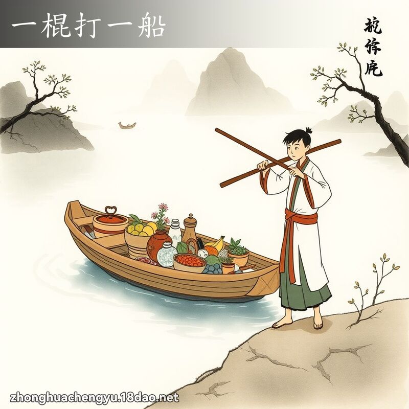 一棍打一船 - 中华成语配图