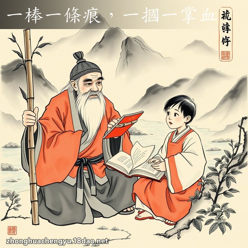 一棒一條痕，一摑一掌血 - 中華成語配圖