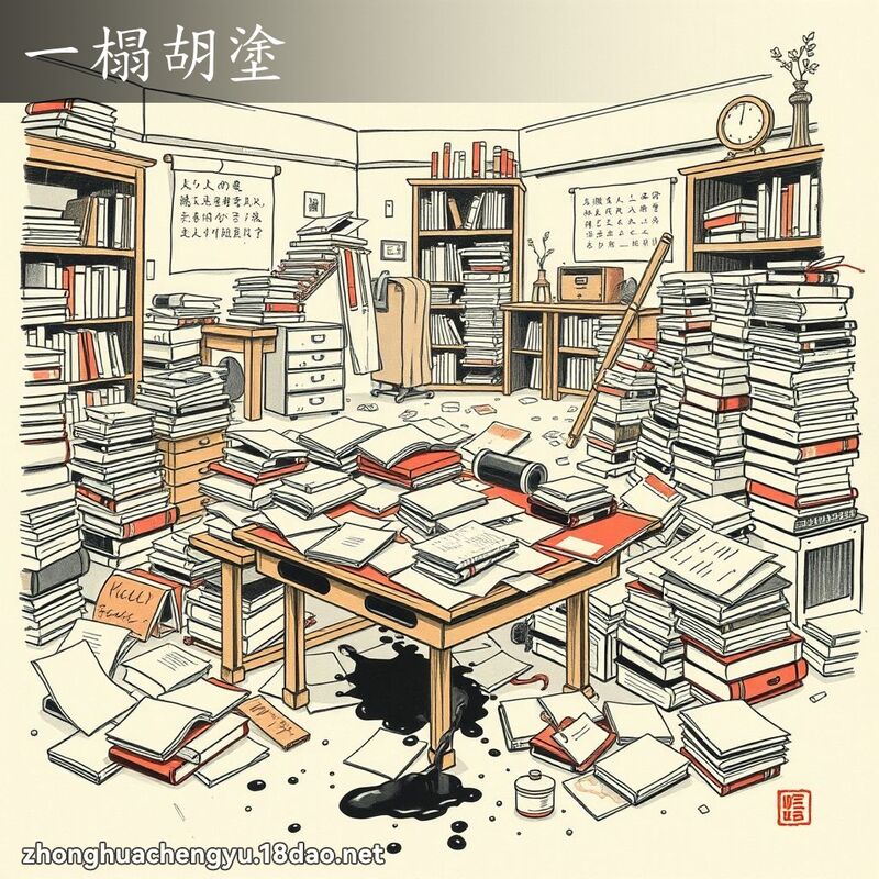 一榻胡涂 - 中华成语配图