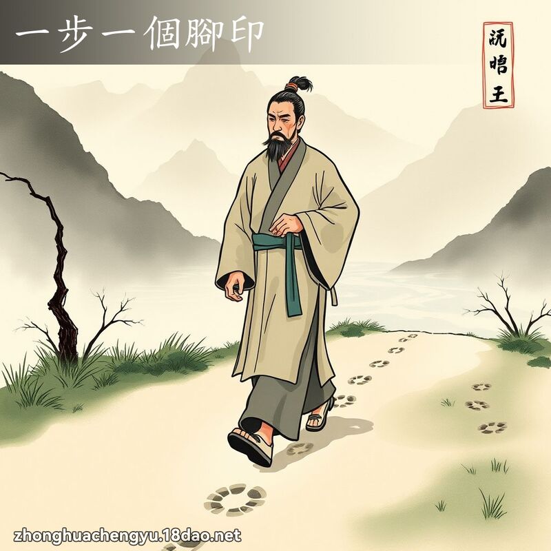一步一个脚印 - 中华成语配图