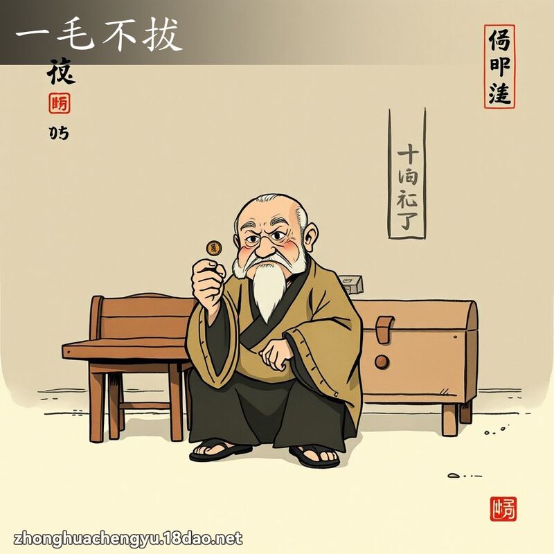 一毛不拔 - 中华成语配图