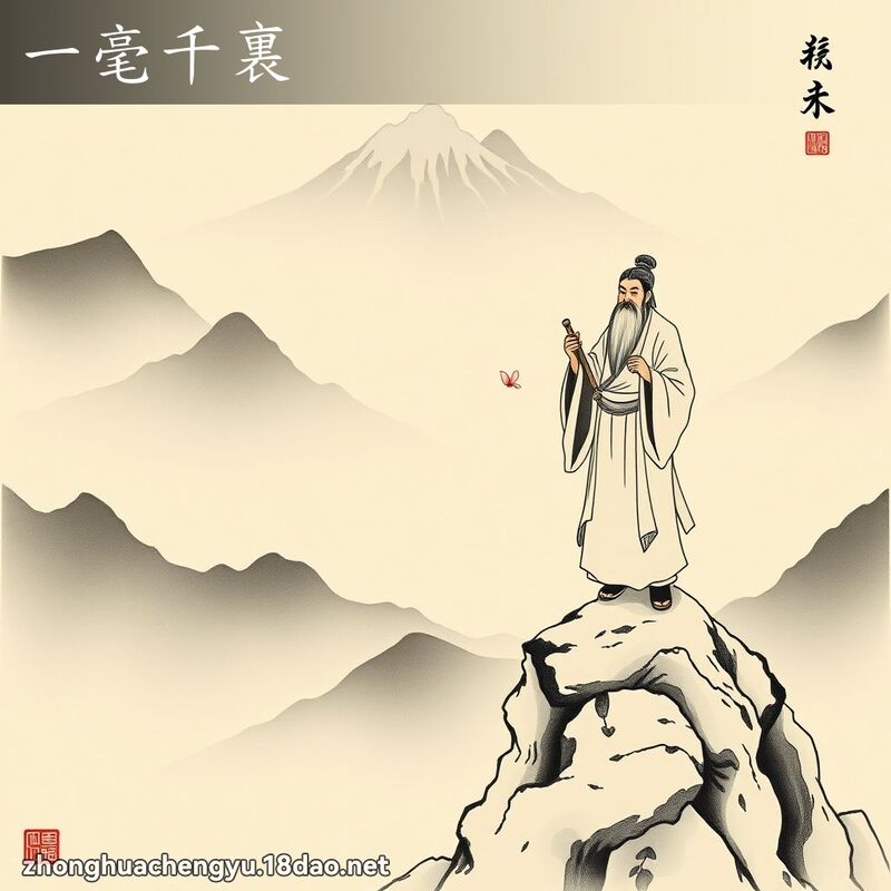 一毫千裏 - 中华成语配图