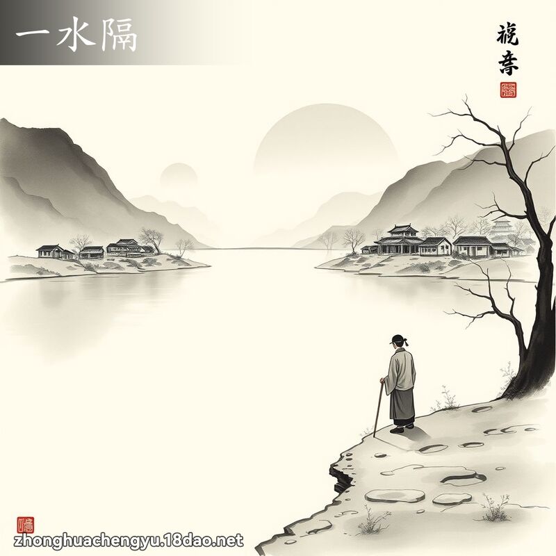 一水隔 - 中华成语配图