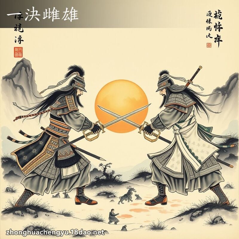 一决雌雄 - 中华成语配图