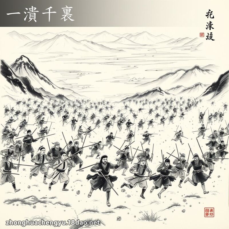 一潰千裏 - 中華成語配圖