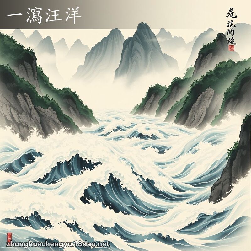 一瀉汪洋 - 中華成語配圖