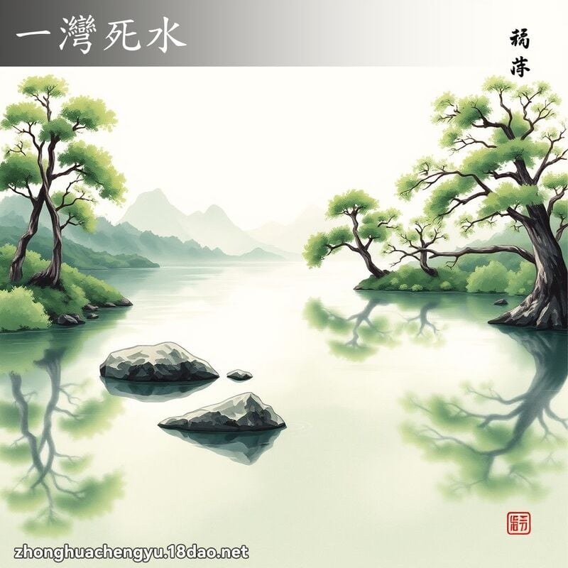 一湾死水 - 中华成语配图