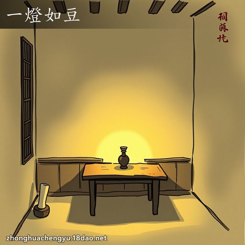 一燈如豆 - 中華成語配圖
