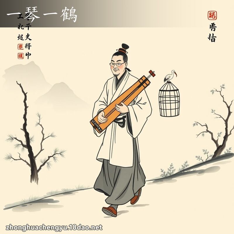 一琴一鶴 - 中華成語配圖