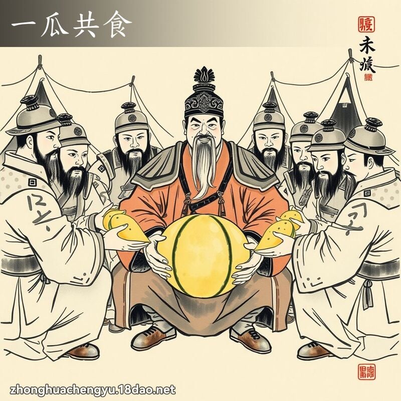 一瓜共食 - 中華成語配圖