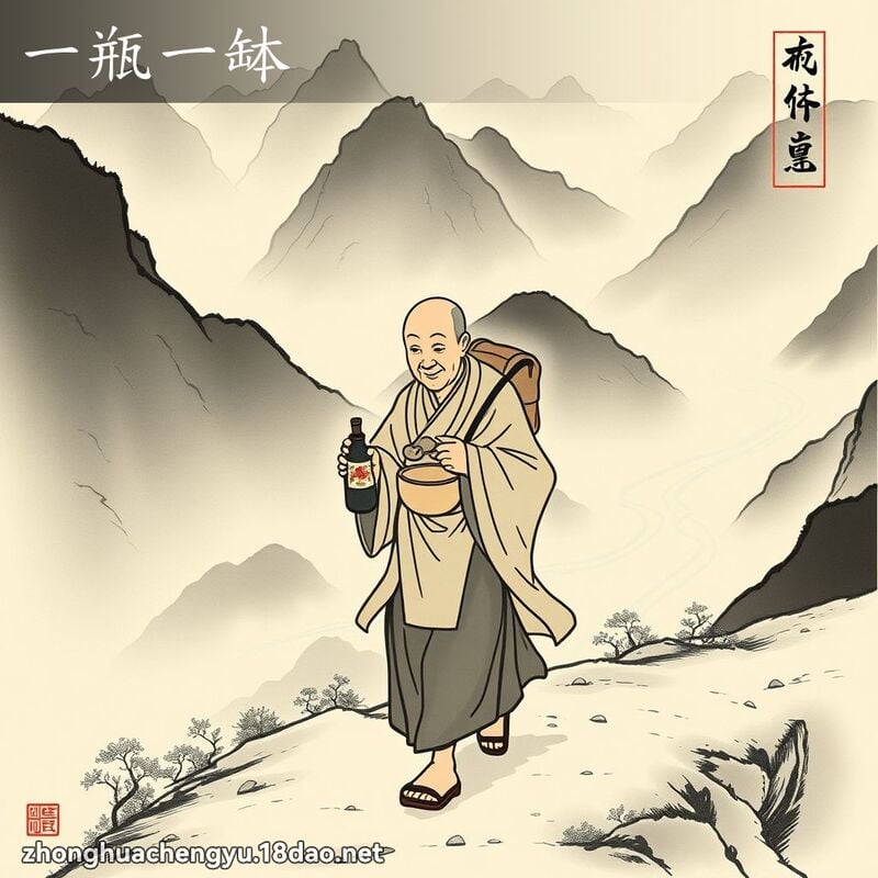 一瓶一缽 - 中華成語配圖