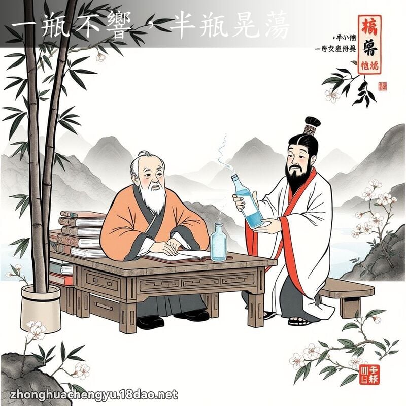 一瓶不響，半瓶晃蕩 - 中華成語配圖