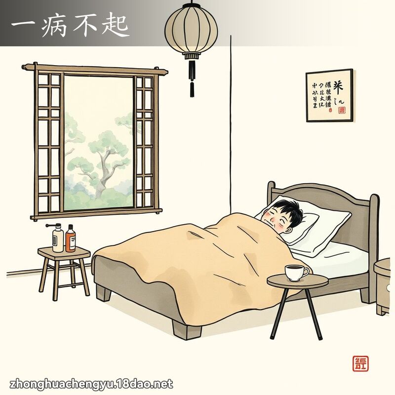 一病不起 - 中華成語配圖