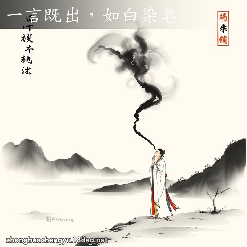 一言既出，如白染皂 - 中华成语配图