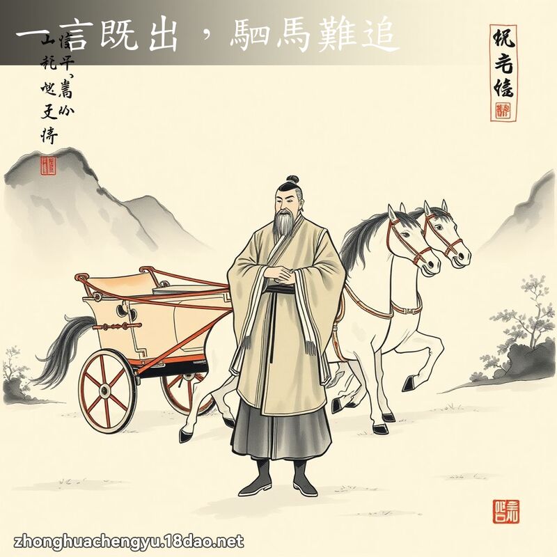 一言既出，駟馬難追 - 中華成語配圖