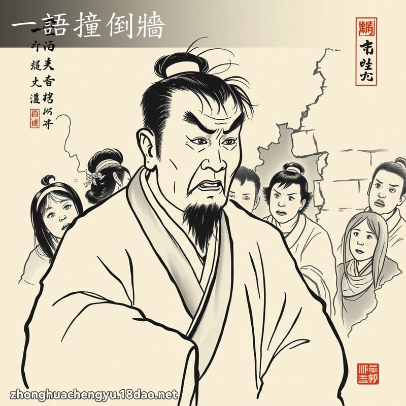一語撞倒牆 - 中華成語配圖