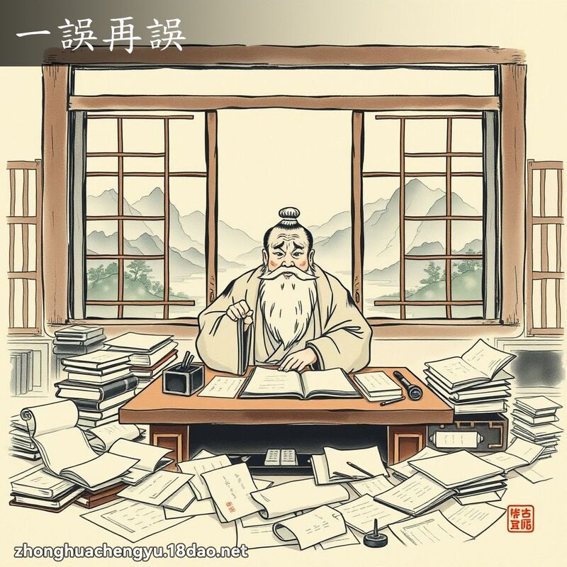 一誤再誤 - 中華成語配圖