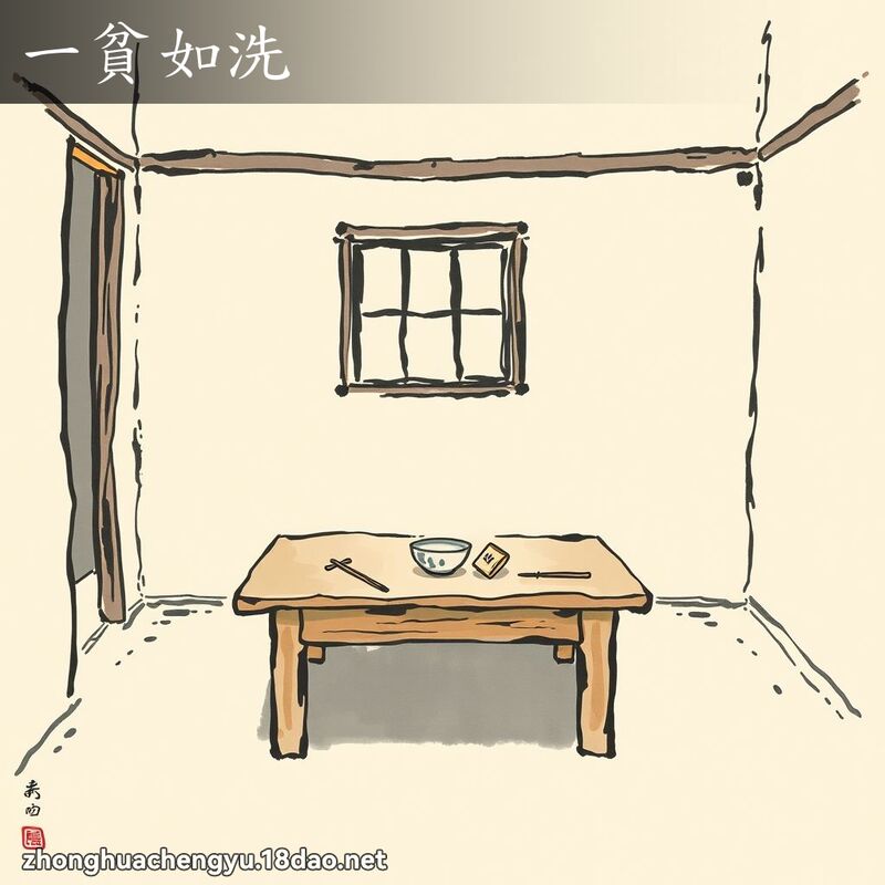一貧如洗 - 中華成語配圖
