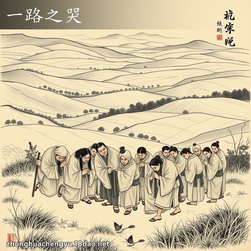 一路之哭 - 中华成语配图