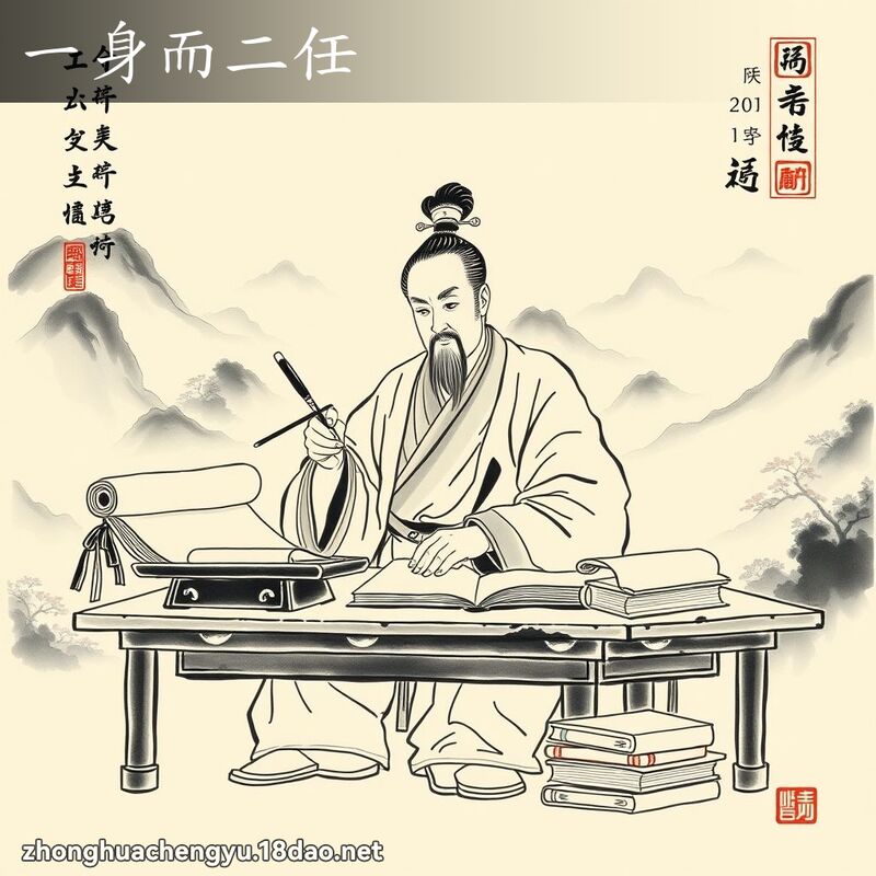 一身而二任 - 中華成語配圖