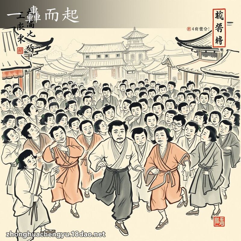 一轟而起 - 中華成語配圖