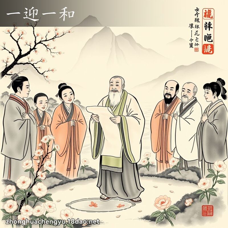 一迎一和 - 中华成语配图