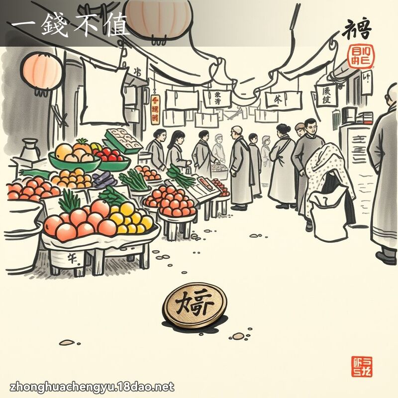 一钱不值 - 中华成语配图