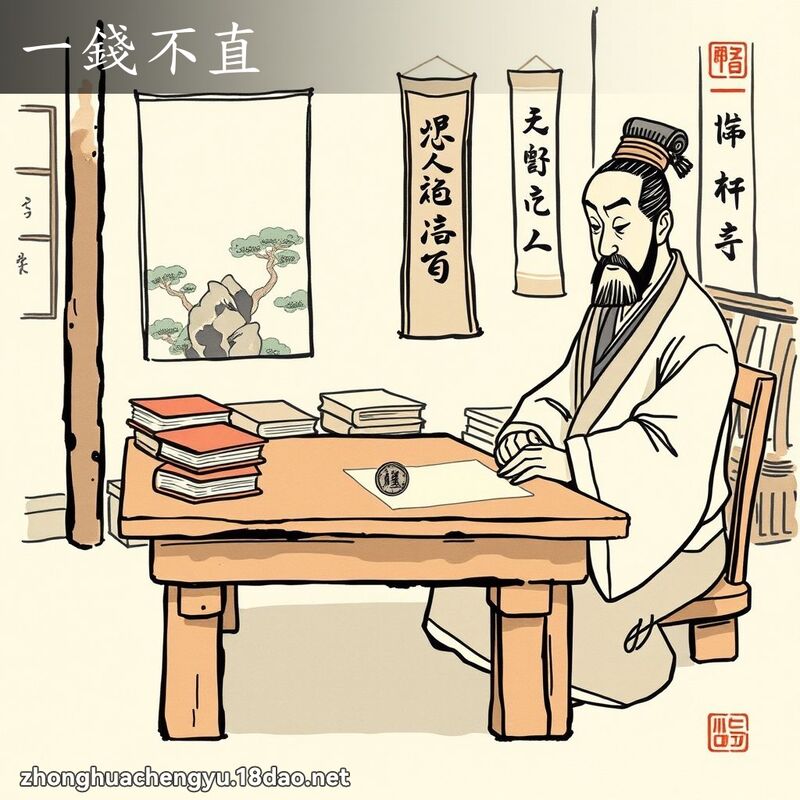 一钱不直 - 中华成语配图