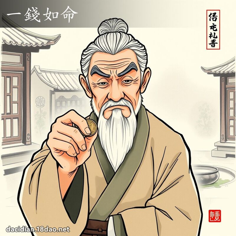 一钱如命 - 中华成语配图