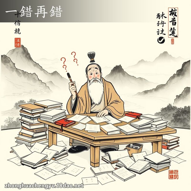 一错再错 - 中华成语配图