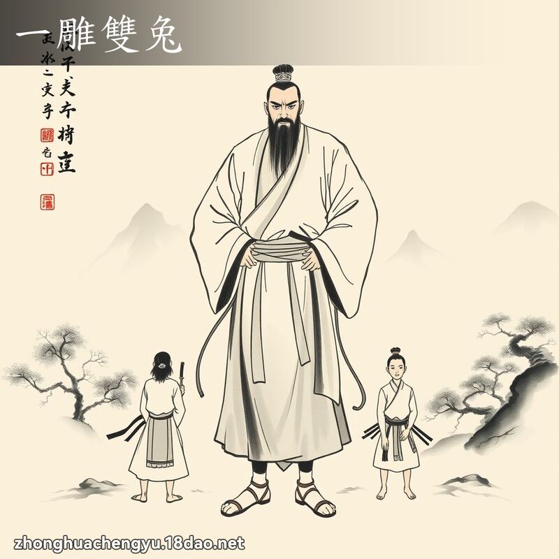一雕双兔 - 中华成语配图
