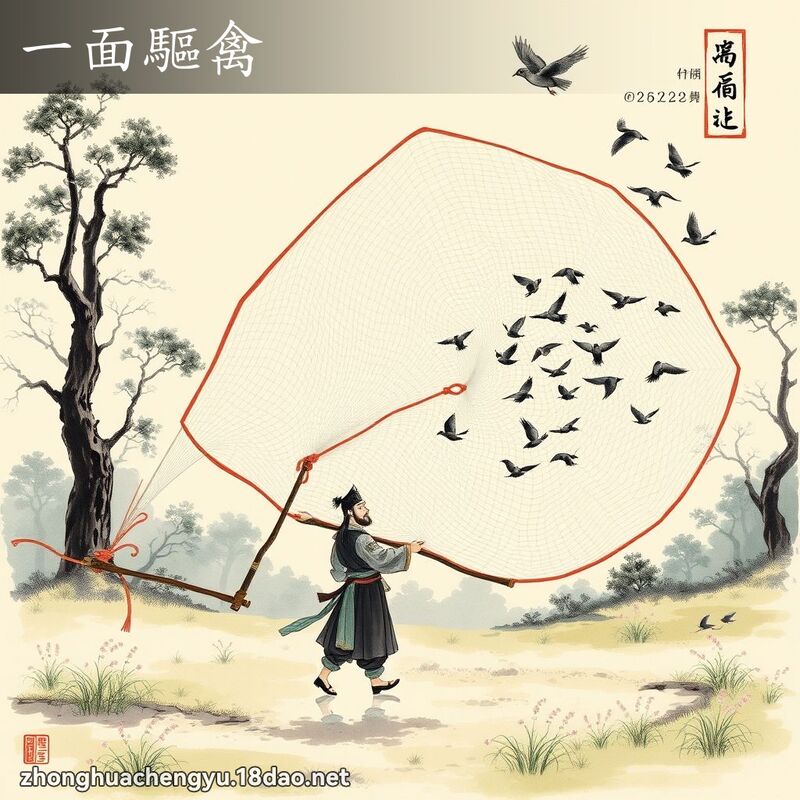 一面驱禽 - 中华成语配图