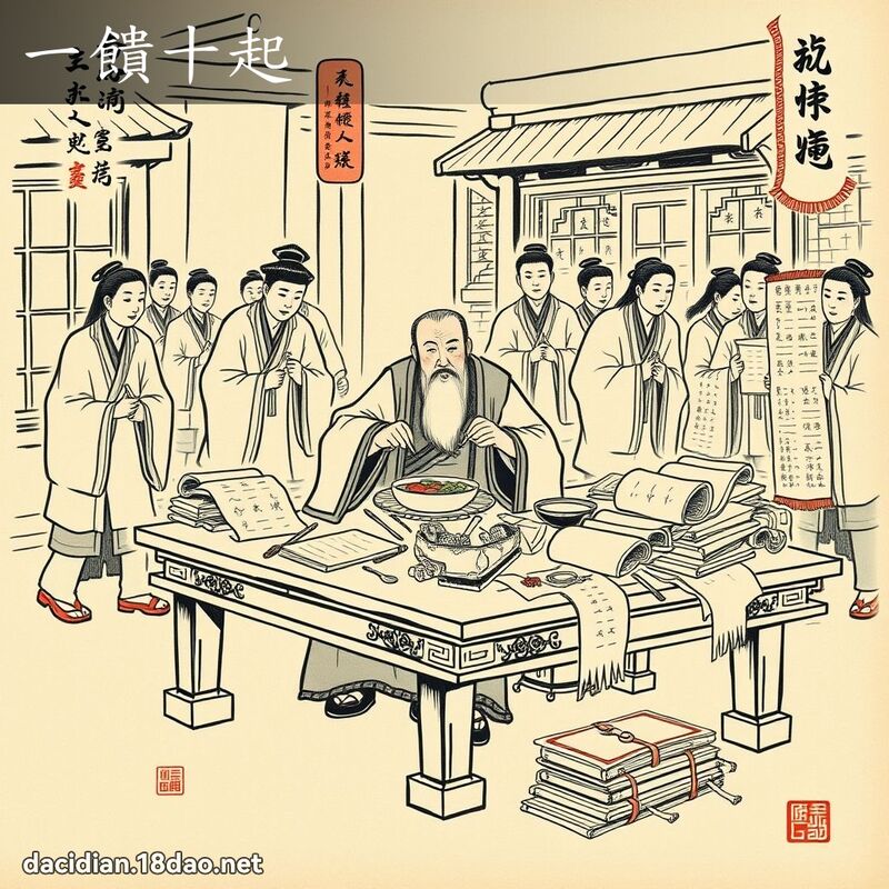 一饋十起 配图