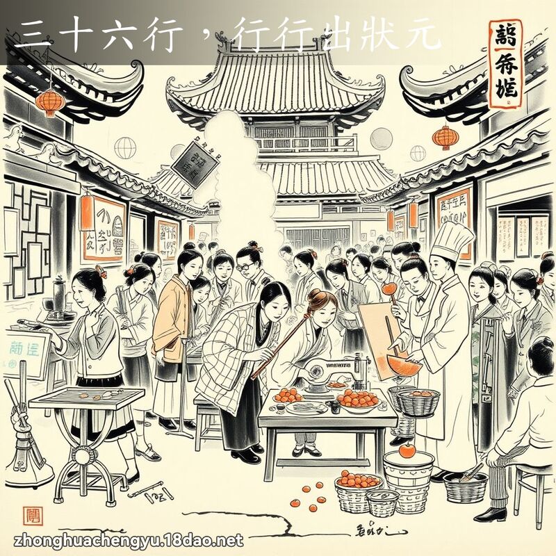 三十六行，行行出狀元 - 中華成語配圖