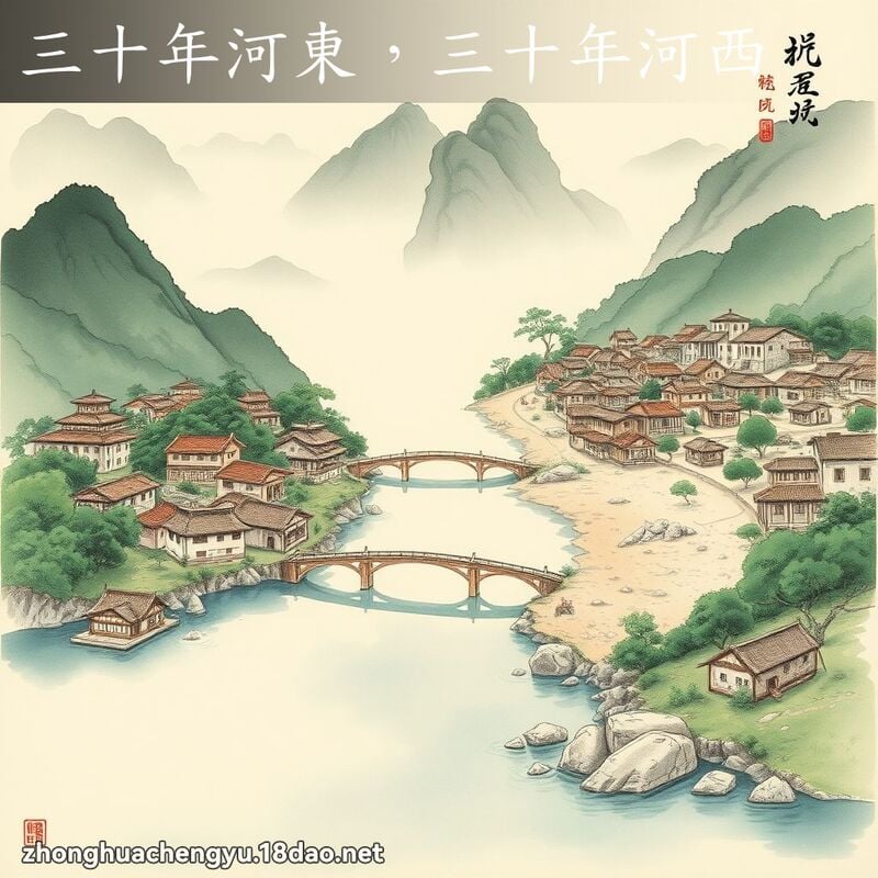 三十年河東，三十年河西 - 中華成語配圖