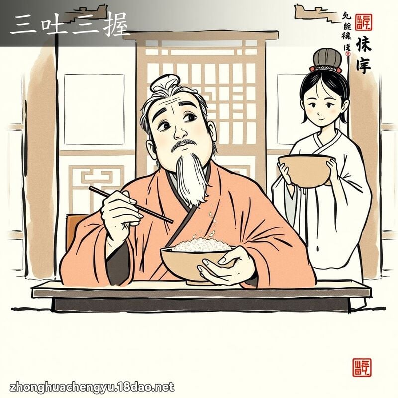 三吐三握 - 中華成語配圖