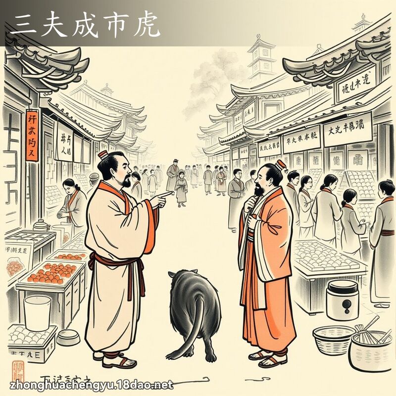 三夫成市虎 - 中華成語配圖