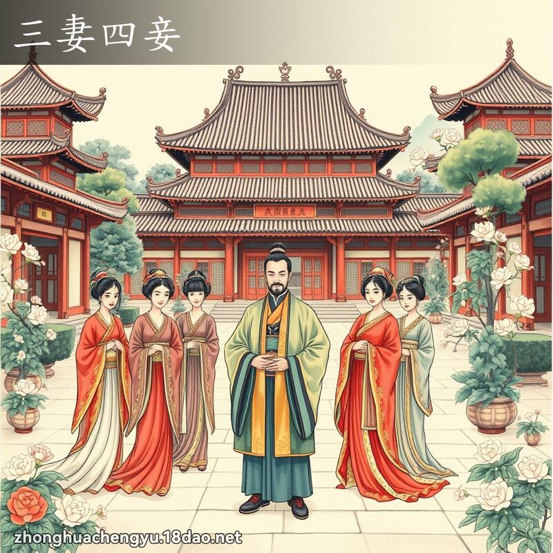 三妻四妾 - 中華成語配圖