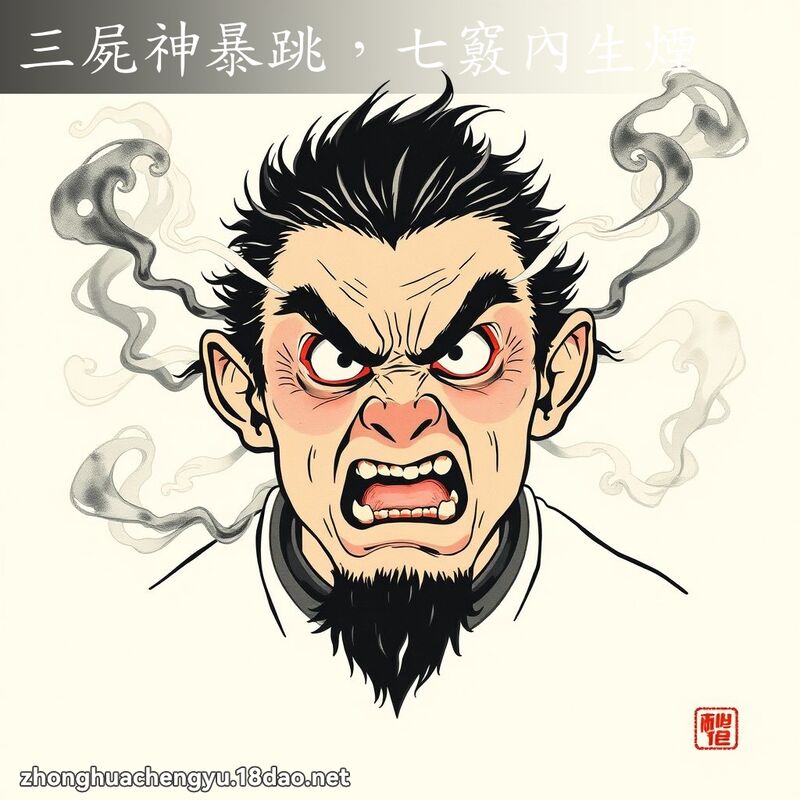 三屍神暴跳，七竅內生煙 - 中華成語配圖