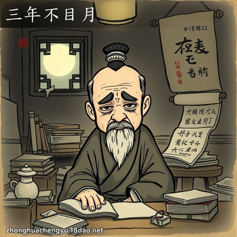 三年不目月 - 中华成语配图