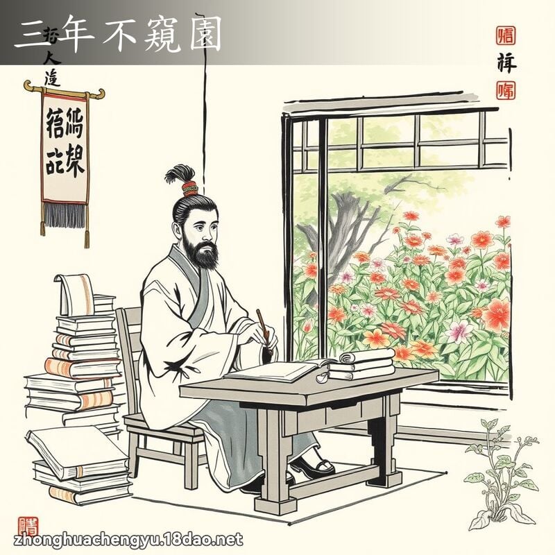 三年不窺園 - 中華成語配圖