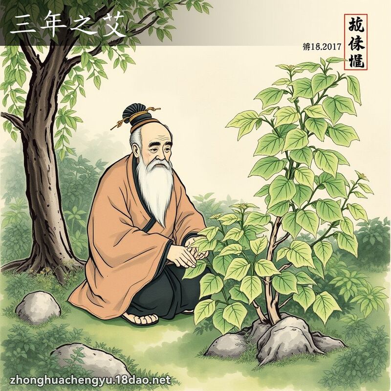 三年之艾 - 中华成语配图