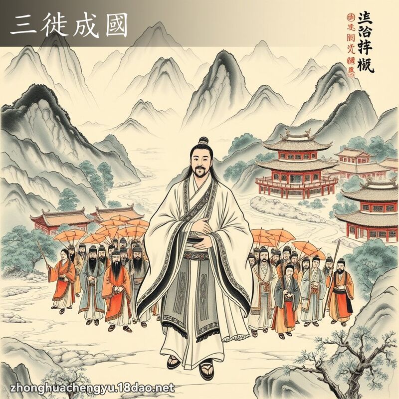 三徙成国 - 中华成语配图