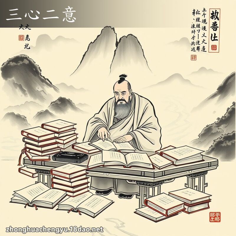 三心二意 - 中华成语配图